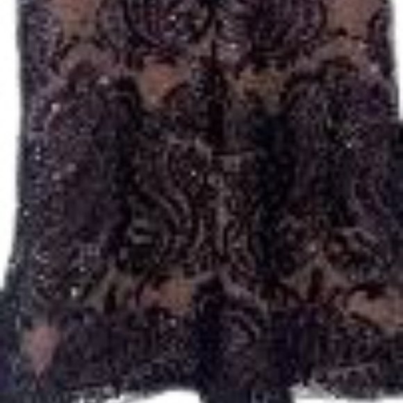 FREE PEOPLE Black Sequin Lace Top or Super Mini Nude Lining Spaghetti Strap Shim - Picture 13 of 13